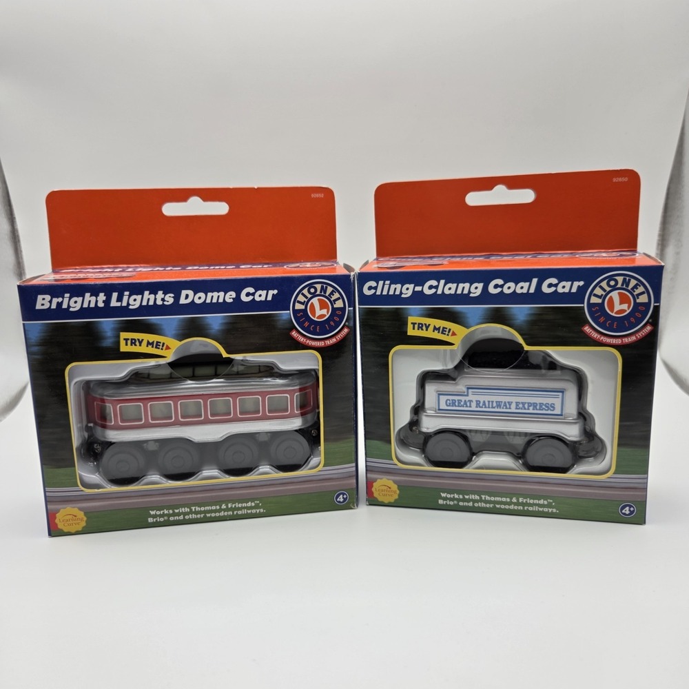Lionel Wooden Railway Bright Lights Dome Car & Cling-Clang Coal Car    NEW